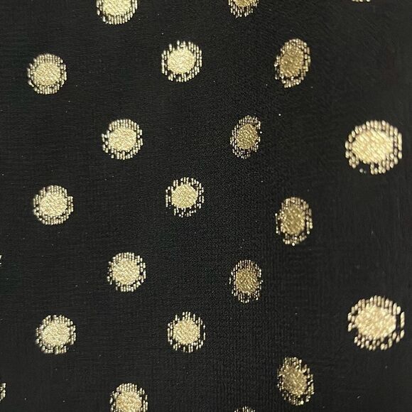 Yumi Kim Black Gold Polka Dot Lexington Top High Ruched Neck Long Sleeve Office - Picture 4 of 11